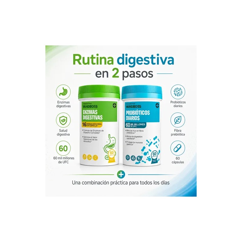 Probióticos Enzimas Digestivas Prebióticos Flora Suplemento