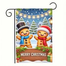 Merry Christmas Garden Flag 12x18 Inch Double Sided Gingerbread Garden Flag Decorative Winter Holiday Garden Flag Winter Farmhouse Yard Outdoor Decorative Banner