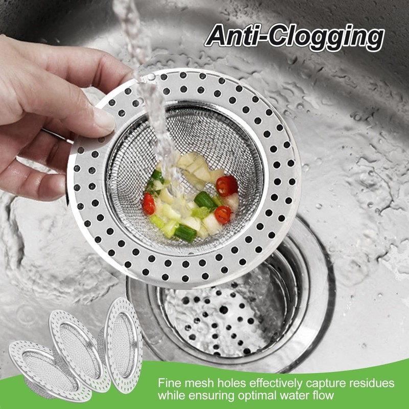 Sink Strainer 3Pcs Stainless Steel Kitchen Sink Plug Fine Mesh
