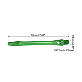 PATIKIL Dart Shafts 48mm/1.9 Inch, 3 Pack 2BA Thread Aluminum Dart Stems Dart Accessories for Steel Tip, Green