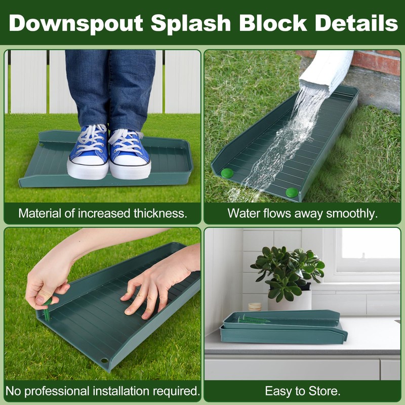 Gutter Downspout Splash Block,16.3"Drain Gutter Guard Diverter,Gutter Downspout Extensions for