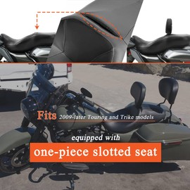 FOVPLUE Adjustable Rider Backrest,Detachable Plug-in Driver Backrest Pad w/Mounting Kit for Harley Touring 2009-later,for CVO Road Glide Street Glide Tri Glide FLHTK/L Electra Glide Road King,Style 3