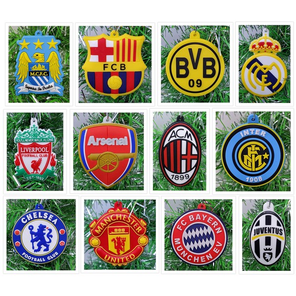 Soccer Themed Christmas Tree Ornament Set with Iconic Soccer Football