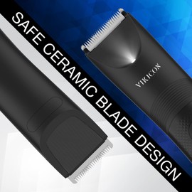 VIKICON VIKICON Manscape Trimmer for Men - IPX7 Waterproof Ball Trimmer w/Light & Ceramic Blade, Body Groomer for Pubic/Body/Groin Grooming, Electric Razor Shavers, USB-C Charging, No Nicks, Gifts for Him Dad