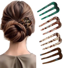 4-Pcs Leopard Print Hair Clips, Lightweight French Hair Clips for Medium to Long Hair, Textured and Soft Safe Banana Clips for Buns and Chignons, Suitable for Thin Hair (Three-tooth-C)
