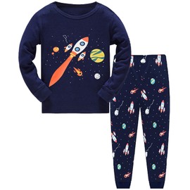 Little Hand Boys Pyjamas Long Sleeve Autumn Winter Kids Sleepwear Rocket Hook Machine Fire Engine Pyjamas 1-7 Years, 2 Cosmic Rocket, 122