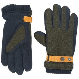 camel active Men's Wool Effect Leather Strap Gloves, dark green
