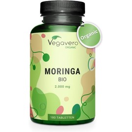 Vegavero Organic Moringa Oleifera Tablets 2000 mg | Pure Organic Moringa Powder | Lab-Tested, Non-GMO, & Vegan | Malunggay Supplement | 180 Tablets of Premium Organic Quality