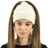TOSKATOK® Ladies Womens Plain Ponytail Messy Bun Ribbed Winter Beanie