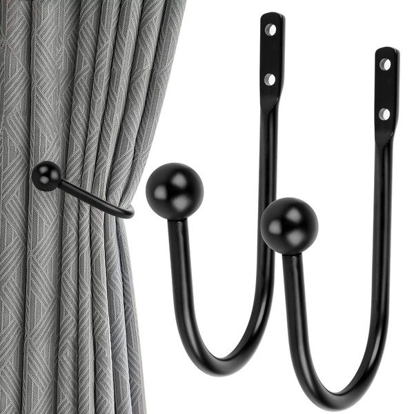 MplehDa Curtain Holdback Wall, Pack of 2 Tie Backs, Metal