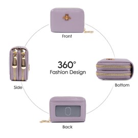 imeetu RFID Credit Card Holder, Small Leather Zipper Card Case Wallet for Women (Max,Light Purple)