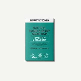 Beauty Kitchen - Natural Hand and Body Soap Bar - Peppermint and Spearmint Essential Oils - Triple-Milled, Palm Oil-Free and Cooling Mint Cleansing Bar - 100g