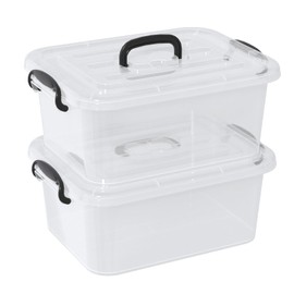 Waikhomes 8 L Clear Plastic Storage Bins with Lids, 2-Pack
