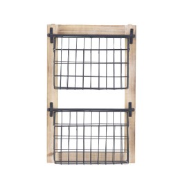 Deco 79 Metal Rectangle Magazine Rack Holder with Suspended Baskets, 14" x 4" x 22", Black, 22"H