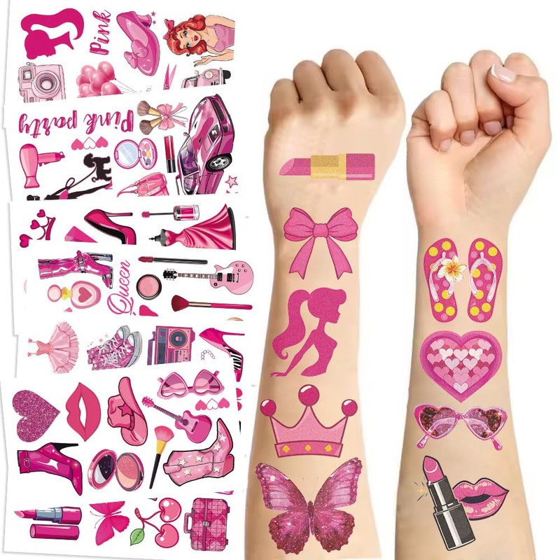 10 Sheets Pink Temporary Tattoos stickers