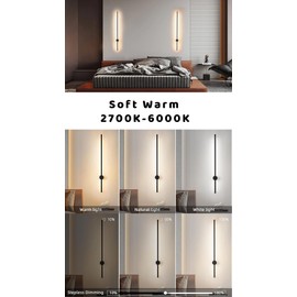 BLUEYE 39-Inch Battery Operated Wall Sconce Set of Two,Remote Control,3CCT,Aluminum,60W Equivalent Rechargeable Picture Light,Aesthetic Decor,For Living room,Hallway,Bedroom,Non-Hardwired/Power outage