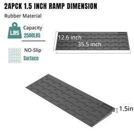 BESEA 1.5" inch Threshold Ramp Rubber Wheelchair Ramp, No-Slip Surface 2500 Lbs Load Capacity for Home Doorways Driveways Curb(2PACK)