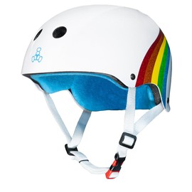 Triple 8 New York Kids' Cert Sweatsaver Rainbow Sparkle Protective Sports Helmet, White, Extra Small