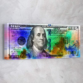 Awesometik" 100 Dollar Bill Money Press Design Canvas Print Art Home. Ready To Hang. Made In USA (Almighty)