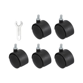 PATIKIL Office Chair Wheels Replacement 2", 8 Pcs Nylon Heavy Duty Office Furniture Casters Wheels with Wrench Universal Wheel for Hardwood Floor Carpet, Black(Screw Stem)