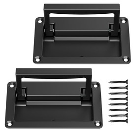 YUDTKK 2 Pack Zinc Alloy Recessed Pull Handles Container Handle Black Flush Lift Recessed Door Handle,4.33 Inch