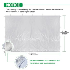 Acepic Canopy Sidewalls for Pop Up Canopy (Silvery White, 10 * 10)