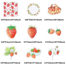Strawberry Scrapbooking Stickers, DIY Strawberry Scrapbook Accessories, Strawberry Party Decorations, 45Pcs Strawberry Fruit Scrapbooking Supplies