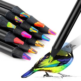 GGTTNRT 12 Pieces Coloured Pencils Rainbow Pencils Colouring Pencils for Adults Multicoloured Pencils for Art Drawing Supplies, Colouring, Sketching