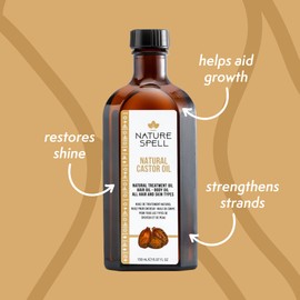 Nature Spell Cold Pressed Castor Oil 150 ml – 100% Pure and Natural Castor Oil for Hair Growth, Castor Oil for Eyelashes, Eyebrow, and Skin – Made in the UK