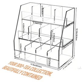 Krbnk Acrylic Tea Bag Organizer - 3 Tier Clear Tea Bag Holder & Storage Rack, Modern Tea Organizer for Countertop, Cabinet, No Assembly Required Tea Bar Accessories (Holds 200+ Tea Packets)