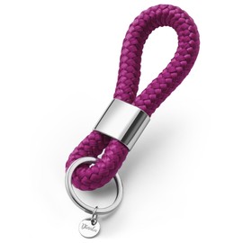 Key pendant with silver metal in maritime design made of sailing rope, in many different colours, elegant key chain, Yummy Berry