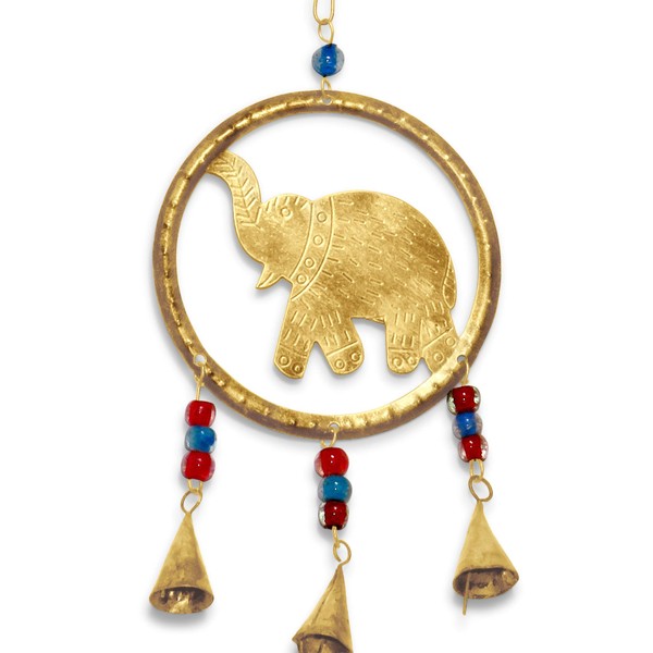 Purity Products Elephant Windchime with beads and bells made of