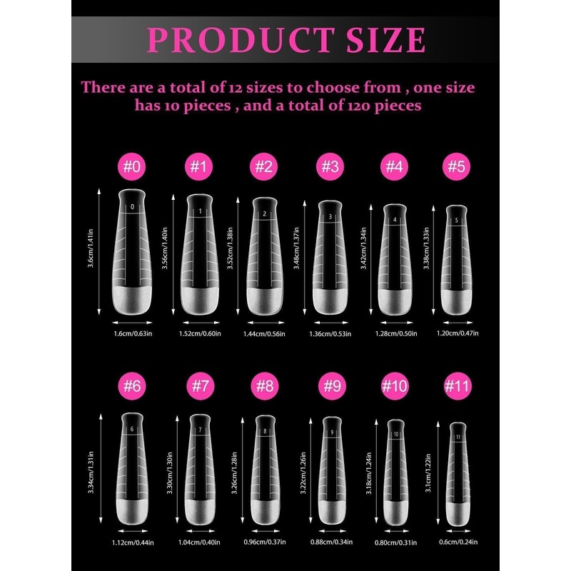 TOROKOM Nail Dual Forms for Poly Gel, 120P Quick Extension