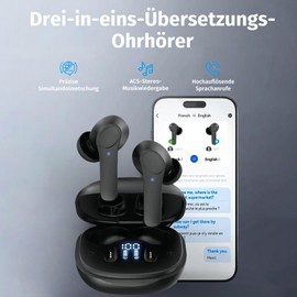 Neeva Ki Headphones Translator Test Winner with Direct Translator, Bluetooth Headset with Real-time Translation in 144+ Languages, Touch Control & 4 Modes for iOS/Android, Ideal for Travel & Business