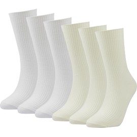 BomKinta Crew Socks for Women Lightweight Thin Casual Socks Cute Soft Above Ankle Cotton Socks Cream White Size 9-11