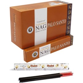 Giftbrit Golden Nag Palo Santo Incense Sticks 12 Packs x 15g Ideal for Meditation, Yoga, Aromatherapy