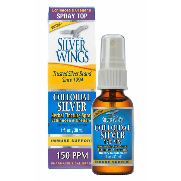 Natural Path Silver Wings Colloidal Silver Herbal Tincture Spray, 150 Ppm 1 F...
