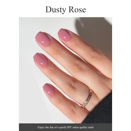 AutyaMee Semi Cured Gel Nail Strips (Dusty Rose)-20 PCS Red Gel Nail Stickers | UV Light Required | Gel Nail Wraps, Salon Quality & Easy to Use