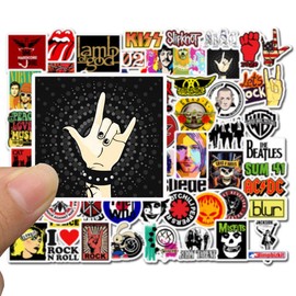 Band Stickers Pack of 100 Rock 'n' Roll Music Stickers, Vinyl Waterproof Stickers for Laptop, Electronic Organ, Guitar, Piano, Helmet, Skateboard, Luggage, Graffiti Decals