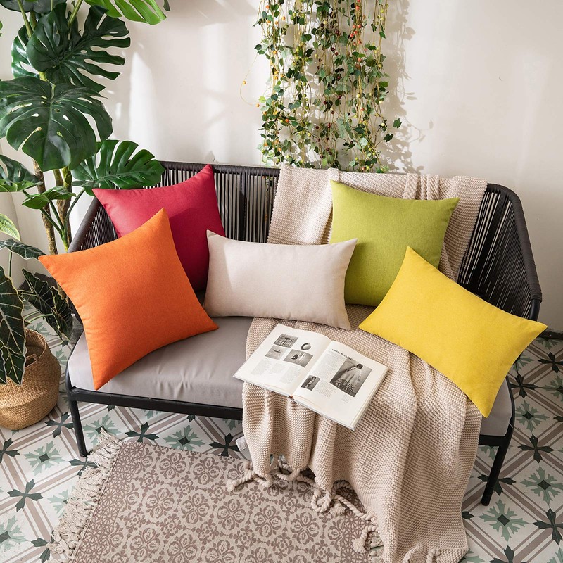 Miulee Set of 2 Waterproof Cushion Covers, Outdoor Sofa Cushion