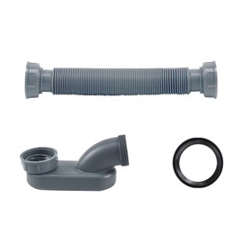 Bathtub Drains Flexible Drain Pipe Bathtub Shower Water Hose Plumbing Flat P Trap Freestanding Tub Drain for Bathtub (Grey)
