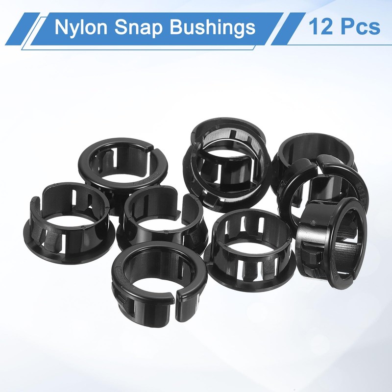 uxcell 12 Pcs Cable Snap Bushing Grommet, 13/16" Mounting Dia