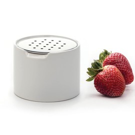 RSVP Endurance Kitchen Collection Ceramic Fruit Fly Trap, Stainless Steel Lid, Dishwasher Safe, 3.25x2.5