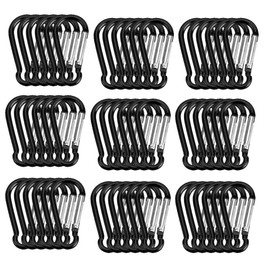 Pack of 100 Aluminium Alloy Carabiners, Black, Mini Key Ring Carabiner, Small Carabiner, for Camping, Hiking, Fishing