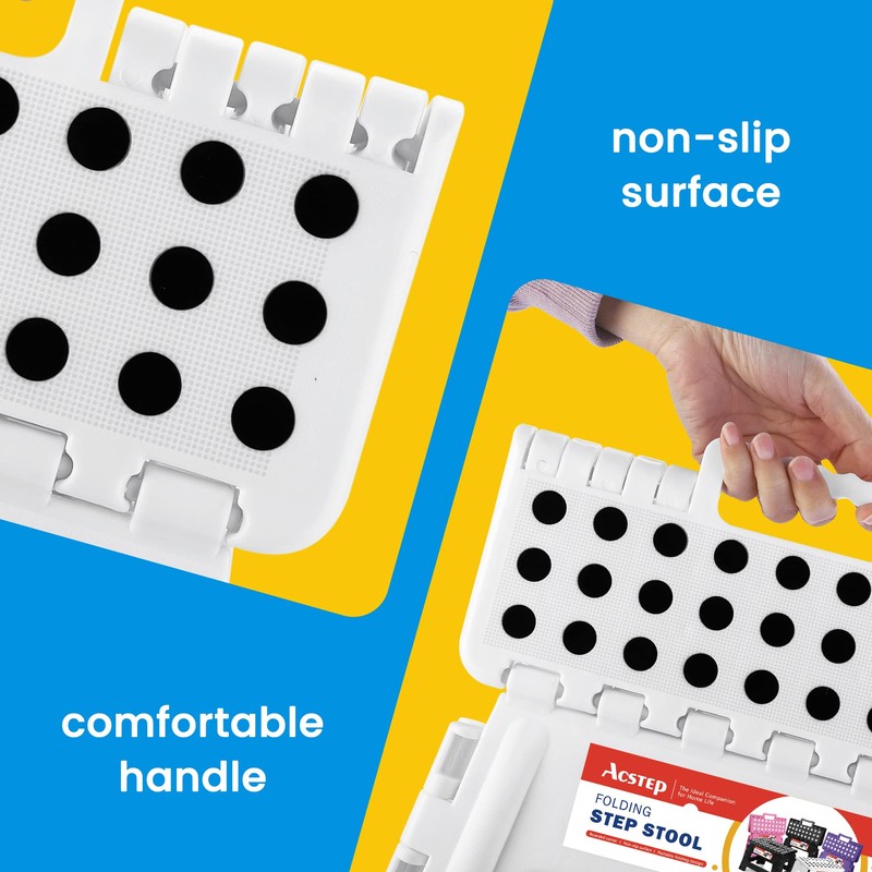 Folding Step Stool for Adults and Kids-11 Height Lightweight Plastic