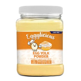 Eggylicious | Cage-Free Egg Yolk Powder 11 oz (312 gm) | Made in USA from Humanely-Raised Cage-Free Eggs | Perfect for Smoothies, Puddings, Baking, Sauces | Non-Bioengineered, No Additives