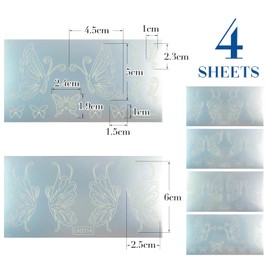 BOFUNX Set of 4 Face Make-Up Stencils Butterfly Temporary Tattoos Butterfly Tattoos Stencils Face Stickers for Carnival Theme Party Cosplay