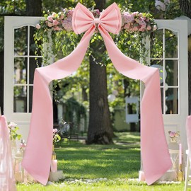 Wavwavw Giant Bow Decoration, Big Bows for Backdrop 75x18 Inch,Bow Themed Room Decor,Large Satin Decorative Bows for Wedding Engagement Bachelorette Baby Shower Bridal Christmas(Dusty Pink,Satin)