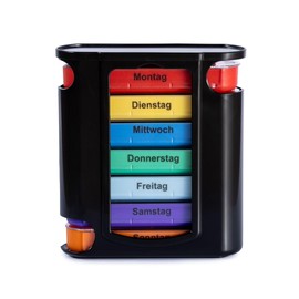 Laro Pill Box Black 7 Days 4 Compartments per Day - Choice of 3/6/12/24/48/96 Pieces - Senior Friendly, Quantity: 24