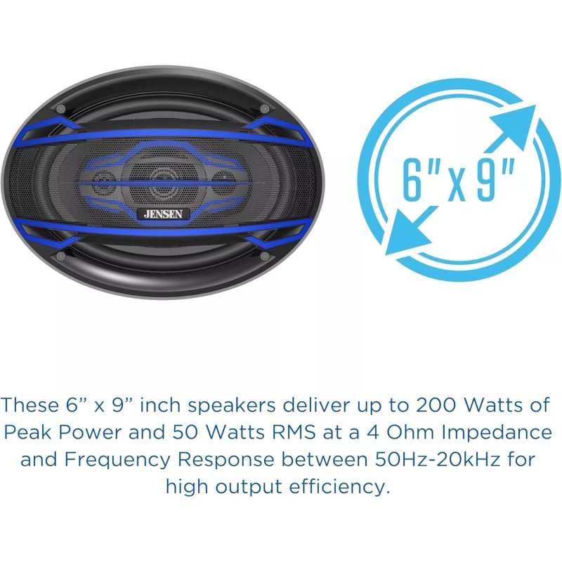Jensen JS6904 4-Way 6"x9" Car Speakers | 200 Watts Peak
